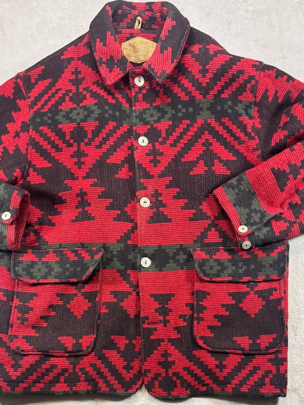 Vintage 80’s Woolrich Southwestern Aztec Wool Jacket Size XL USA